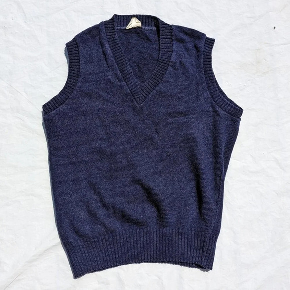 Vintage Tommy Knight Blue Knit V Neck Men's Vest Medium - Picture 1 of 5